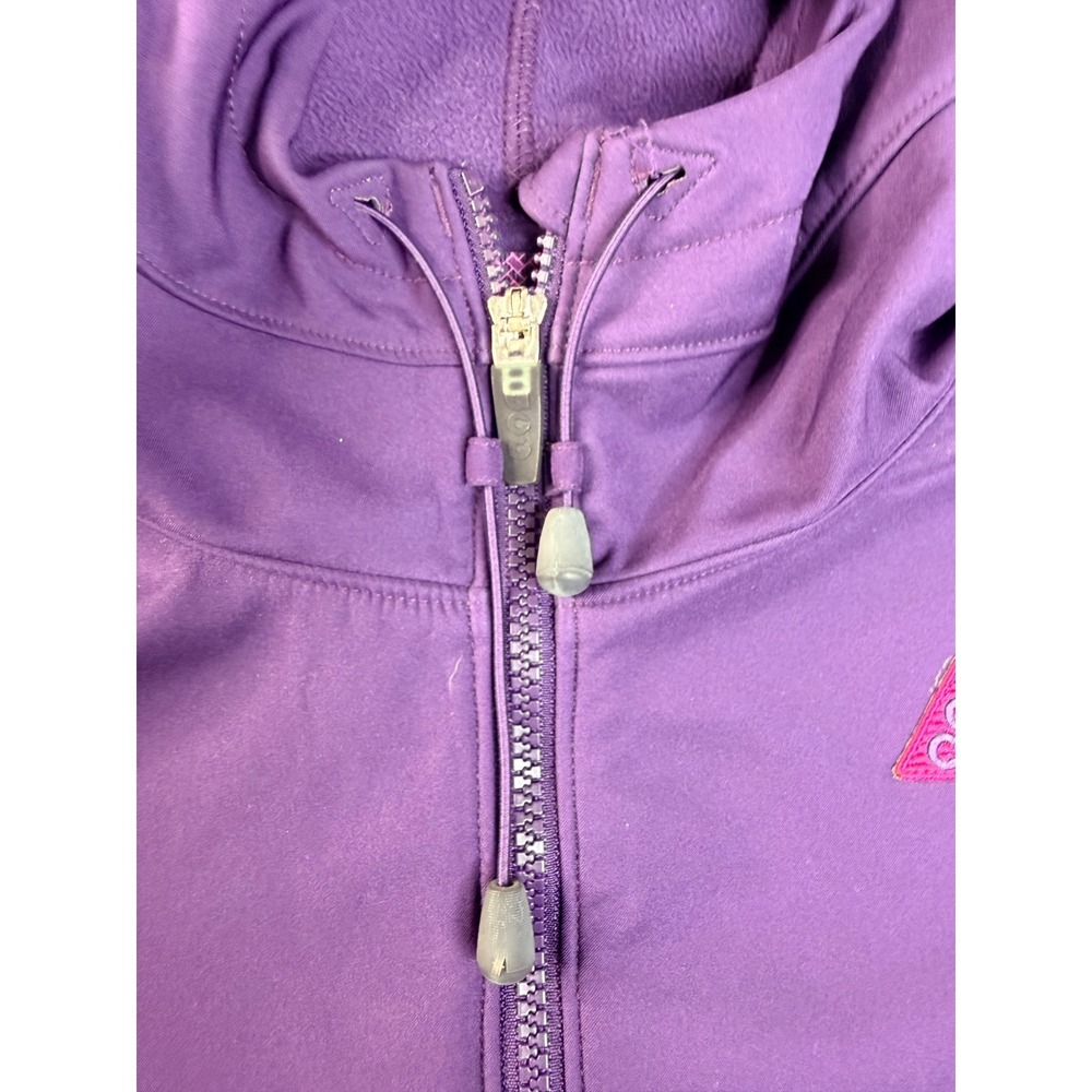 Nike ACG Purple Softshell Hoodie Jacket Womens Small Full Zip Fleece Lined Hikin - Picture 10 of 13
